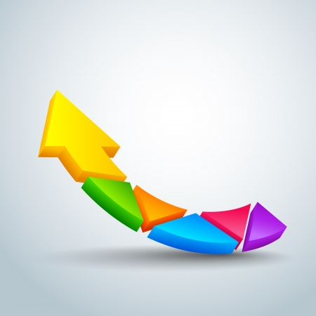 vector illustration of upward arrow with colorful piecesのイラスト素材