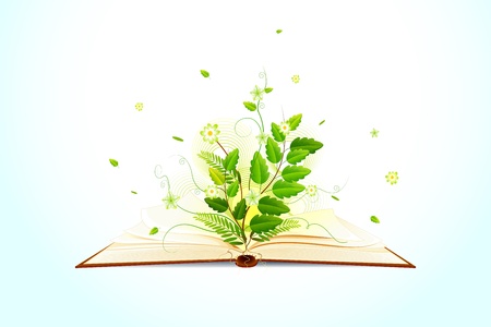 Plant growing on Open Bookのイラスト素材