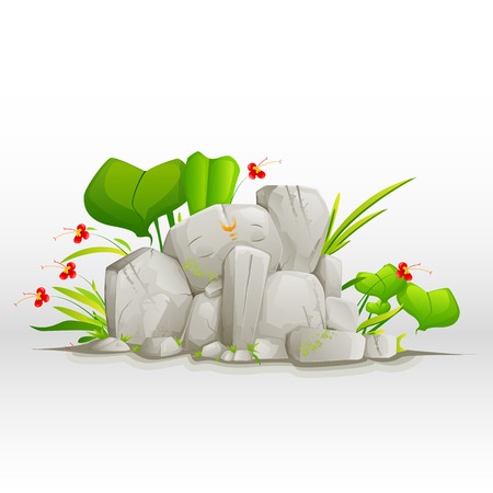 vector illustration of Lord Ganesha made of stoneのイラスト素材