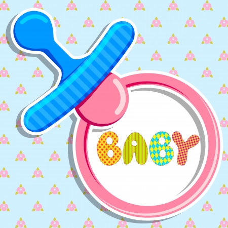 vector illustration of pacifier in baby announcement cardのイラスト素材