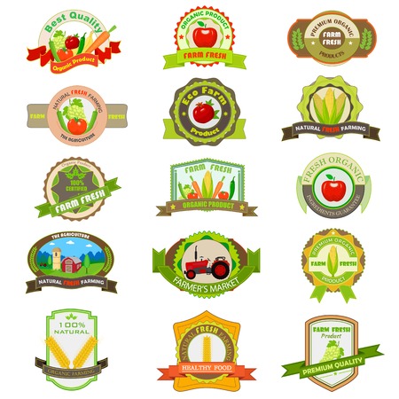 vector illustration of organic farm product tag and labelのイラスト素材
