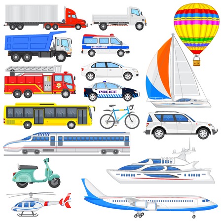 vector illustration of set of means of transportの写真素材