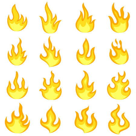 vector illustration of collection of fire flame against isolated backgroundのイラスト素材