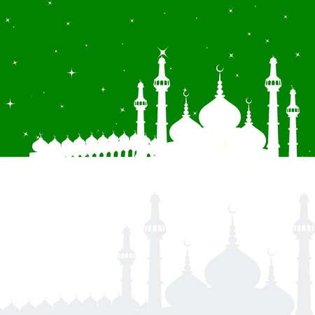 vector illustration of Eid Mubarak ( Blessing for Eid) background with Islamic mosqueのイラスト素材
