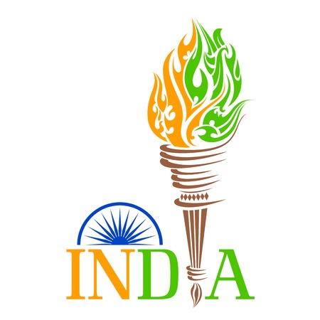 Fire torch with India tricolo flameのイラスト素材