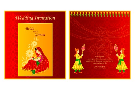 vector illustration of Indian wedding invitation cardのイラスト素材