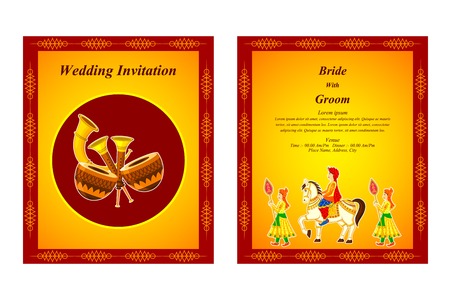 vector illustration of Indian wedding invitation cardのイラスト素材