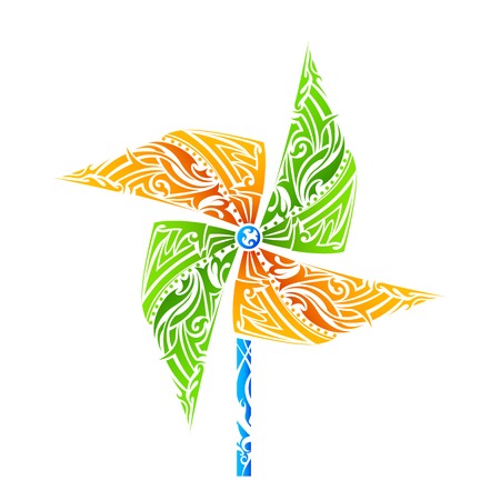 illustration of India flag tricolor pinwheelのイラスト素材