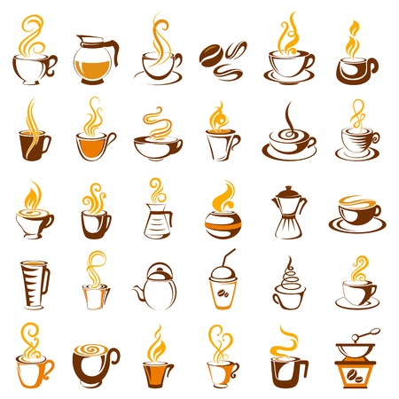 illustration of collection of coffee iconのイラスト素材