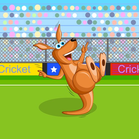 vector illustration of kangaroo playing cricketのイラスト素材