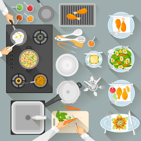 Working table of chefのイラスト素材