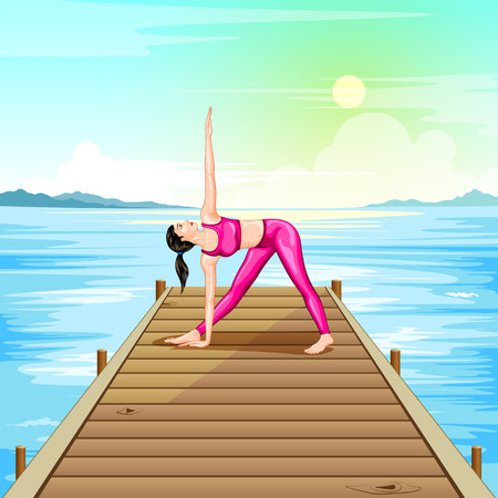 Lady practising yoga for wellnessのイラスト素材