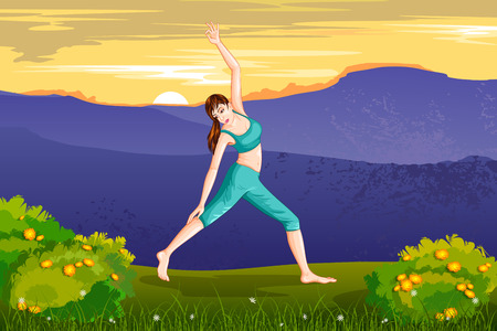 Lady practising yoga for wellnessのイラスト素材