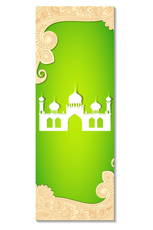 vector illustration of Eid Mubarak ( Blessing for Eid) background with Islamic mosqueのイラスト素材
