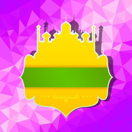 vector illustration of Eid Mubarak ( Blessing for Eid) background with Islamic mosqueのイラスト素材
