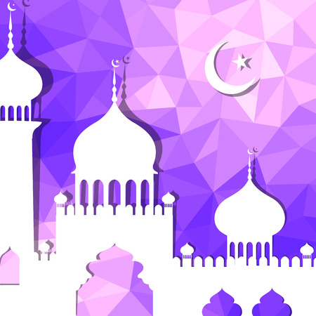 vector illustration of Eid Mubarak ( Blessing for Eid) background with Islamic mosqueのイラスト素材