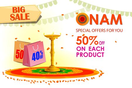vector illustration of Happy Onam big saleのイラスト素材