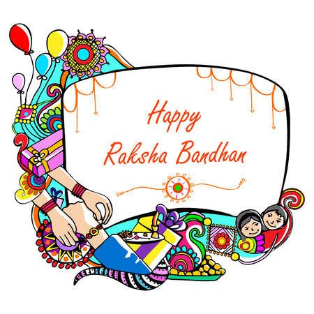 vector illustration of decorated art of Happy Raksha Banhanのイラスト素材