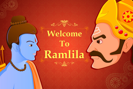 vector illustration of Rama killing Ravana in Happy Dussehraのイラスト素材