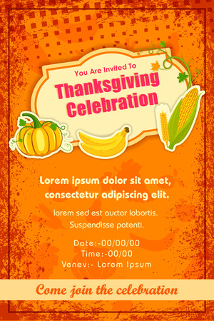 vector illustration of Happy Thanksgiving Party invitation backgroundのイラスト素材