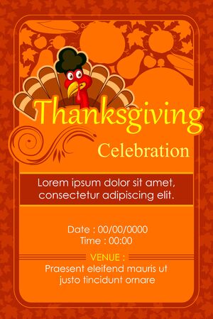 vector illustration of Happy Thanksgiving Party invitation backgroundのイラスト素材