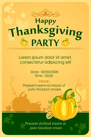vector illustration of Happy Thanksgiving Party invitation backgroundのイラスト素材