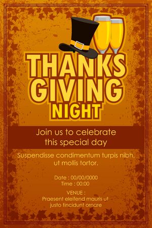 vector illustration of Happy Thanksgiving Party invitation backgroundのイラスト素材