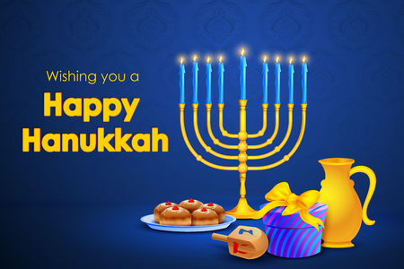 vector illustration of  in Israel festival Happy Hanukkah backgroundのイラスト素材