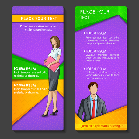 vector illustration of business people on brochure designのイラスト素材