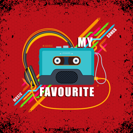 easy to edit illustration of abstract music background with cassetteのイラスト素材