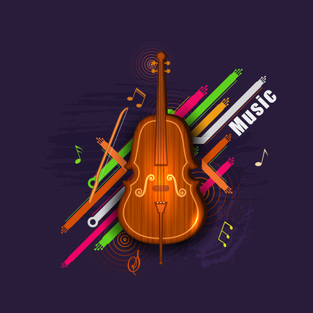 easy to edit illustration of abstract music background with violinのイラスト素材