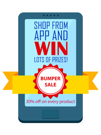 vector illustration of Shop and Win concept for mobile application shoppingのイラスト素材