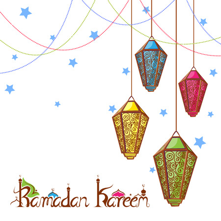 vector illustration of illuminated lamp for Ramadan Kareem backgroundのイラスト素材