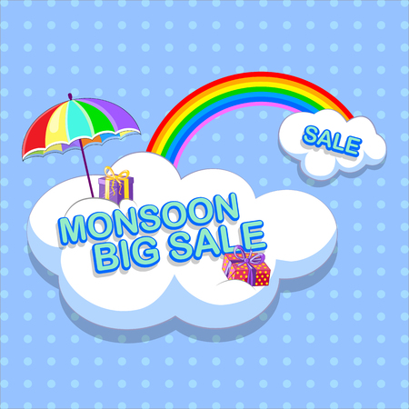 vector illustration of Happy Monsoon Sale Offer promotional and advertisment bannerのイラスト素材