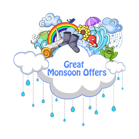 vector illustration of Happy Monsoon Sale Offer promotional and advertisment bannerのイラスト素材