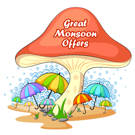 vector illustration of Happy Monsoon Sale Offer promotional and advertisment bannerのイラスト素材