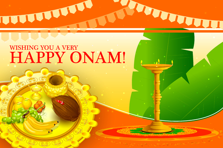 vector illustration of Happy Onam Festival backgroundのイラスト素材