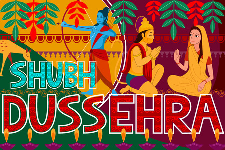vector illustration of Happy Dussehra festival background forIndia holidayのイラスト素材