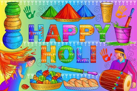 India Festival of Color Happy Holi backgroundのイラスト素材