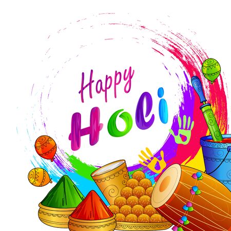 vector illustration of India Festival of Color Happy Holi backgroundのイラスト素材