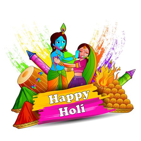 vector illustration of India Festival of Color Happy Holi backgroundのイラスト素材