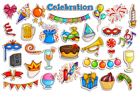vector illustration of sticker collection for Party and Celebration labelのイラスト素材
