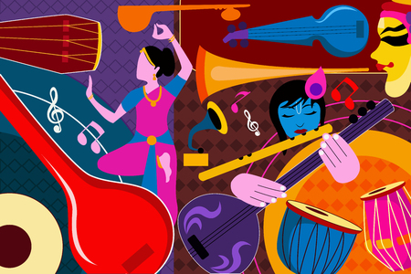 Abstract Music collage backgroundのイラスト素材