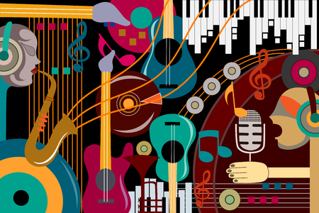 Abstract Music collage backgroundのイラスト素材