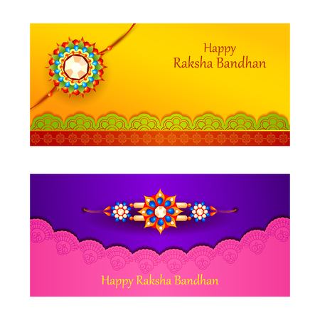 vector illustration of decorated rakhi for Indian festival Raksha Bandhanのイラスト素材