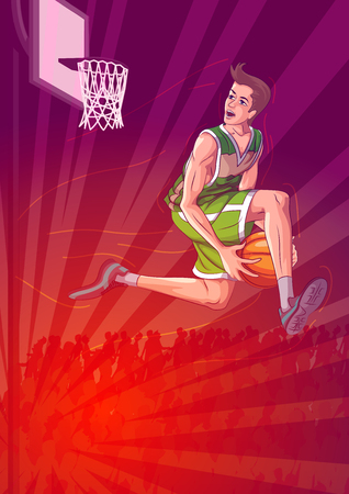 Active young player playing game of Basketball sportのイラスト素材
