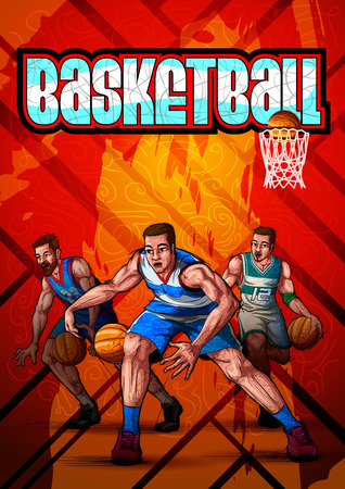 Active young player playing game of Basketball sportのイラスト素材