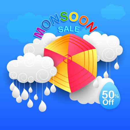 vector illustration of Happy Monsoon Sale Offer promotional and advertisment bannerのイラスト素材