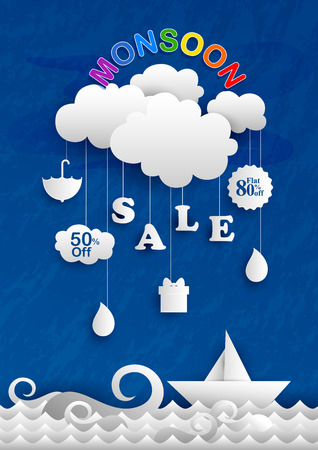 Happy Monsoon Sale Offer promotional and advertisment bannerのイラスト素材
