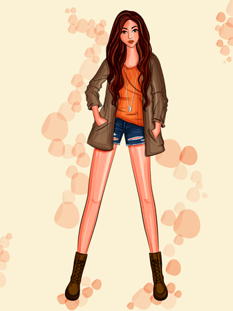 Modern stylish trendy woman fashionable modelのイラスト素材